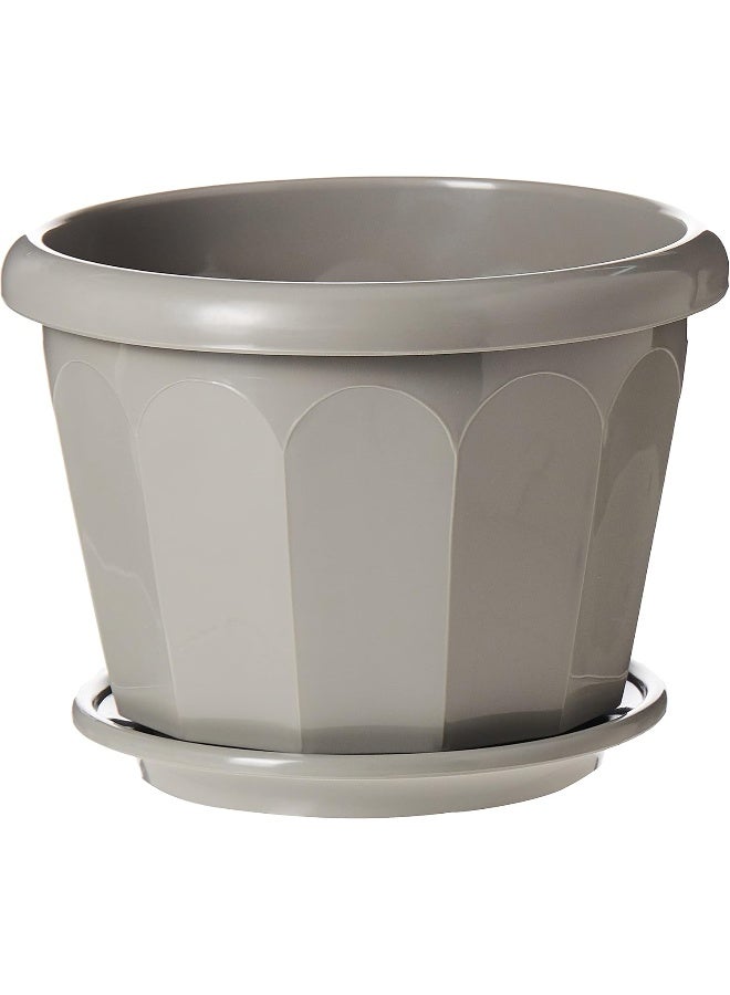 Cosmoplast وعاء زهور سداسي 8" مع صينية - Image 1