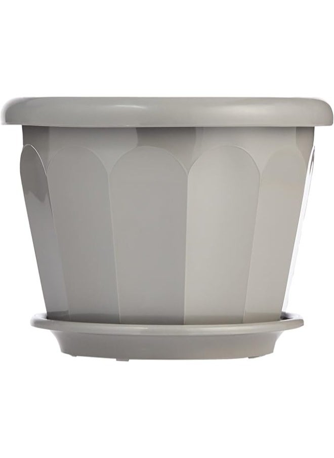 Cosmoplast 8" Hexagonal Flowerpot with Tray  - Image 2