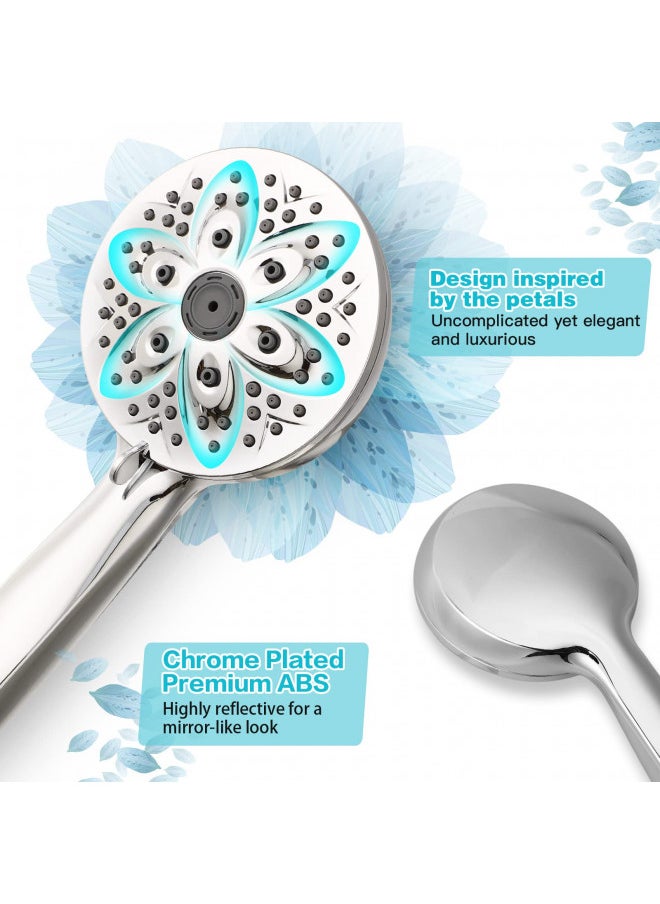 JDO JDO Shower Head with Handheld, High Pressure Handheld Shower Head 6 Settings, Detachable Shower Head Set with Stainless Steel Hose and Shower Bracket (Chrome)  - Image 2