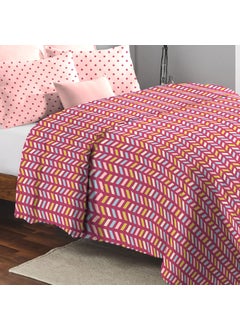 Trident Trident Feather Tales Queen Size Reversible Comforter Double Bed Blanket, 144 Thread Count, 100% Cotton Shell with 120 GSM Polyfill, AC Blanket Double Bed, Quilt - Party Mood Pink  - Image 2