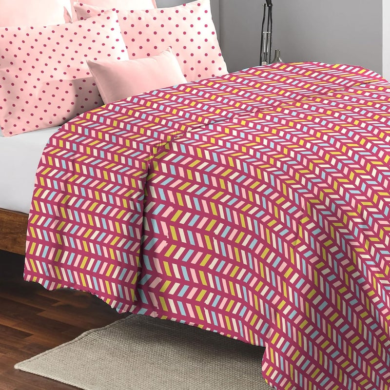 Trident Trident Feather Tales Queen Size Reversible Comforter Double Bed Blanket, 144 Thread Count, 100% Cotton Shell with 120 GSM Polyfill, AC Blanket Double Bed, Quilt - Party Mood Pink  - Image 2