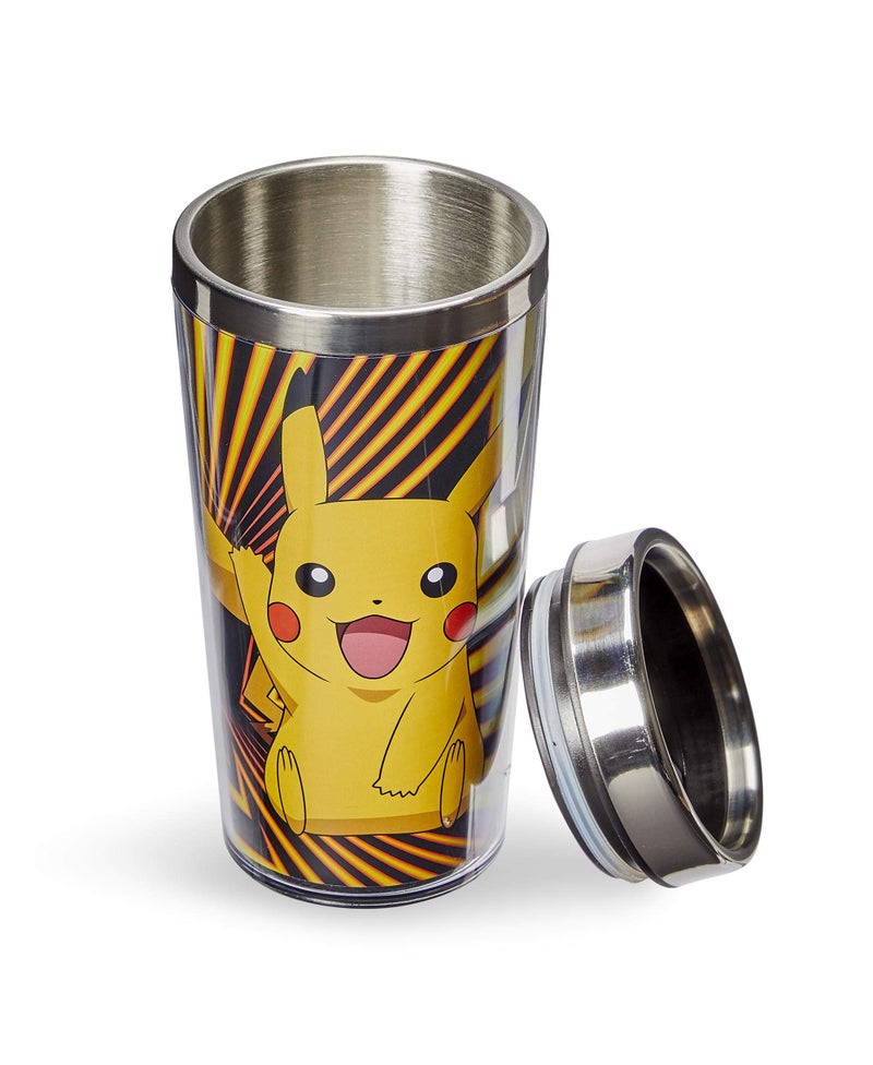 جاست فانكي Pokemon Pikachu Travel Mug - 16 Oz BPA pumbler car pumblate مع غطاء معدني مقاوم للانسكاب والفولاذ المقاوم للصدأ - الفراغ المزدوج الفراغ المعزول مع الكوب الحراري للمشروبات الساخنة والباردة - Image 3