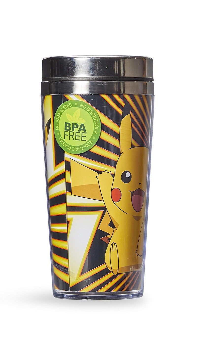 جاست فانكي Pokemon Pikachu Travel Mug - 16 Oz BPA pumbler car pumblate مع غطاء معدني مقاوم للانسكاب والفولاذ المقاوم للصدأ - الفراغ المزدوج الفراغ المعزول مع الكوب الحراري للمشروبات الساخنة والباردة - Image 4