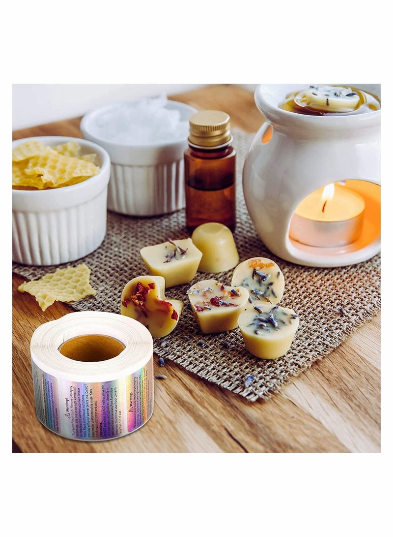 Excefore ملصقات تحذيرية من الشموع، ملصقات أمان مقاومة للماء للشموع مع 100 قطعة من فتائل الشموع القطنية لقوالب ذوبان الشمع، 1.8 × 1.5 بوصة، 600 قطعة - Image 4