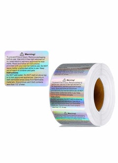 Excefore Candle Warning Stickers Label, Waterproof Candle Safety Decals with 100 Pieces Cotton Candle Wicks for Wax Melt Molds, 1.8 x 1.5 Inches 600 Pieces  - Image 1