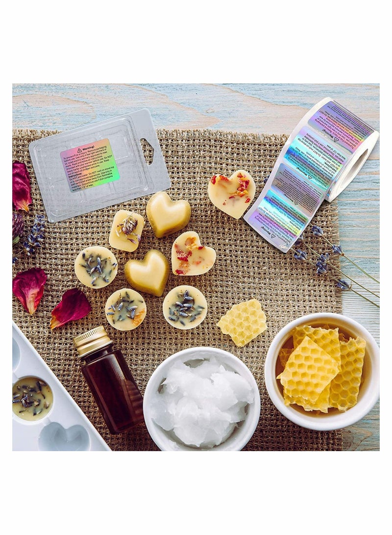 Excefore ملصقات تحذيرية من الشموع، ملصقات أمان مقاومة للماء للشموع مع 100 قطعة من فتائل الشموع القطنية لقوالب ذوبان الشمع، 1.8 × 1.5 بوصة، 600 قطعة - Image 3