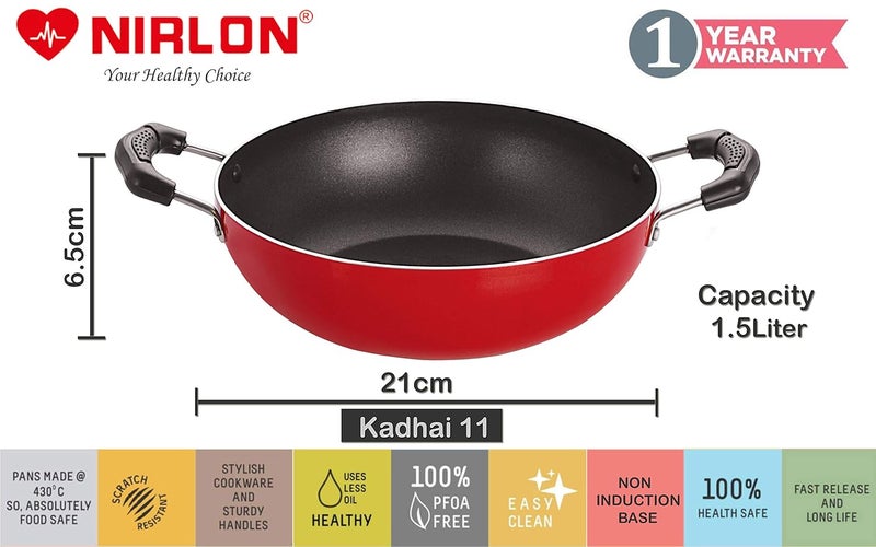 Nirlon Nirlon Non Stick Aluminium Pfoa Free Non-Toxic Durable Kitchenware Set of 4 Pieces (FT12_FP11_KD11_CS24) - Image 3