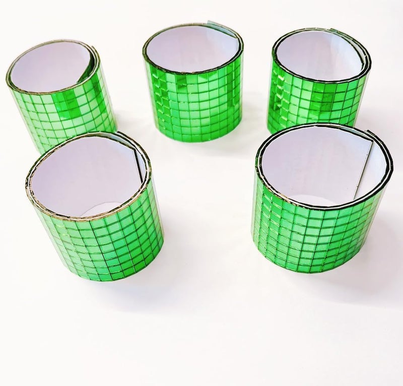 MEYA Green SelfAdhesive Glass Mirror Mosaic2400Pcs 5x5mm Mirror Tiles for DIY Disco Ball Cowboy Hat Vase Bottle Interior Decoration Green 2400pcs - Image 5