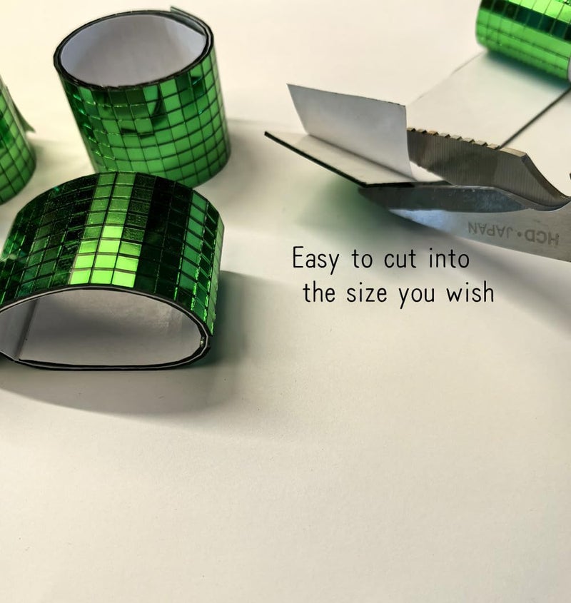 MEYA Green SelfAdhesive Glass Mirror Mosaic2400Pcs 5x5mm Mirror Tiles for DIY Disco Ball Cowboy Hat Vase Bottle Interior Decoration Green 2400pcs - Image 3