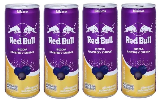 Red Bull Energy Drink, Blueberry, Blackcurrant Flavor, Limited Editin, 250ml Cans, X Pack of 4 (From Thailand) Get Free Flavourito Kunafa Chocolate 20g From DECADENT FOODS - Image 5