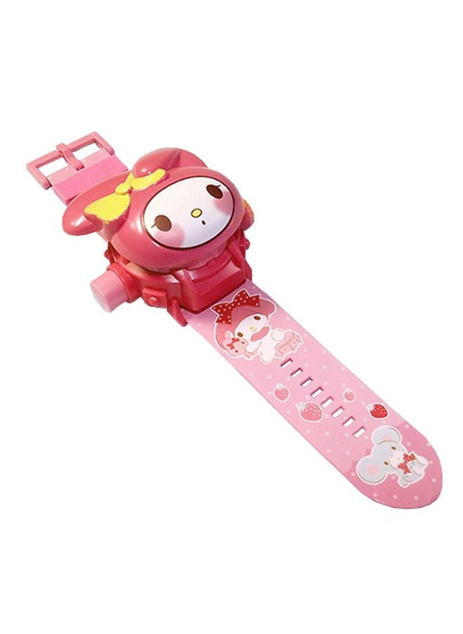 Generic - Melody 24 Images Projector Watch Cartoon Image Digital Wrist Watch Party Favor Gift for Girls Pink - Image 1