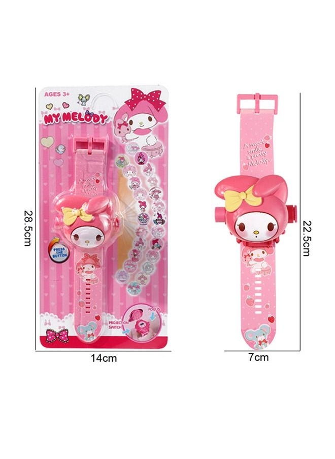 Generic - Melody 24 Images Projector Watch Cartoon Image Digital Wrist Watch Party Favor Gift for Girls Pink - Image 1