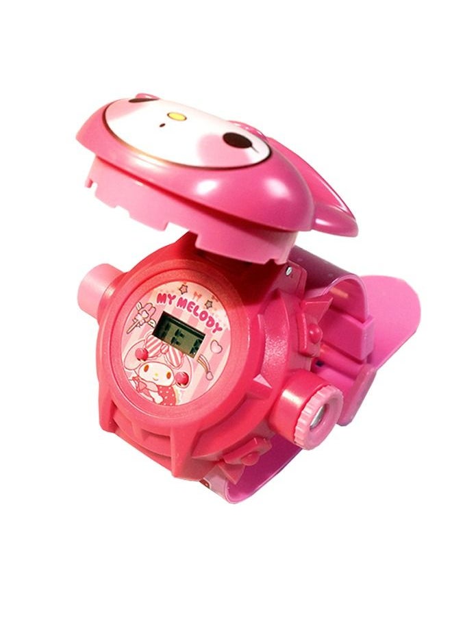 Generic - Melody 24 Images Projector Watch Cartoon Image Digital Wrist Watch Party Favor Gift for Girls Pink - Image 1