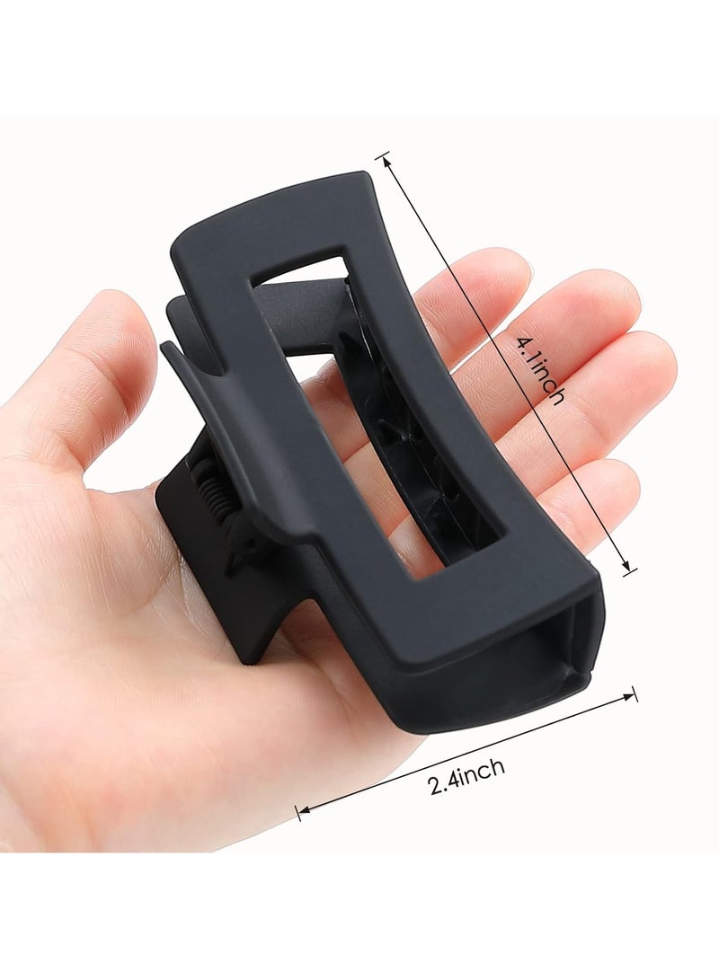 C 4.1 Inch Large Hair Claw Clips 8 Pcs Rectangle Big Hair Clips for Thick Hair Nonslip Acrylic Banana Jaw Clips Hair Accessories for Women and Girls (Blue Brown) - Image 2