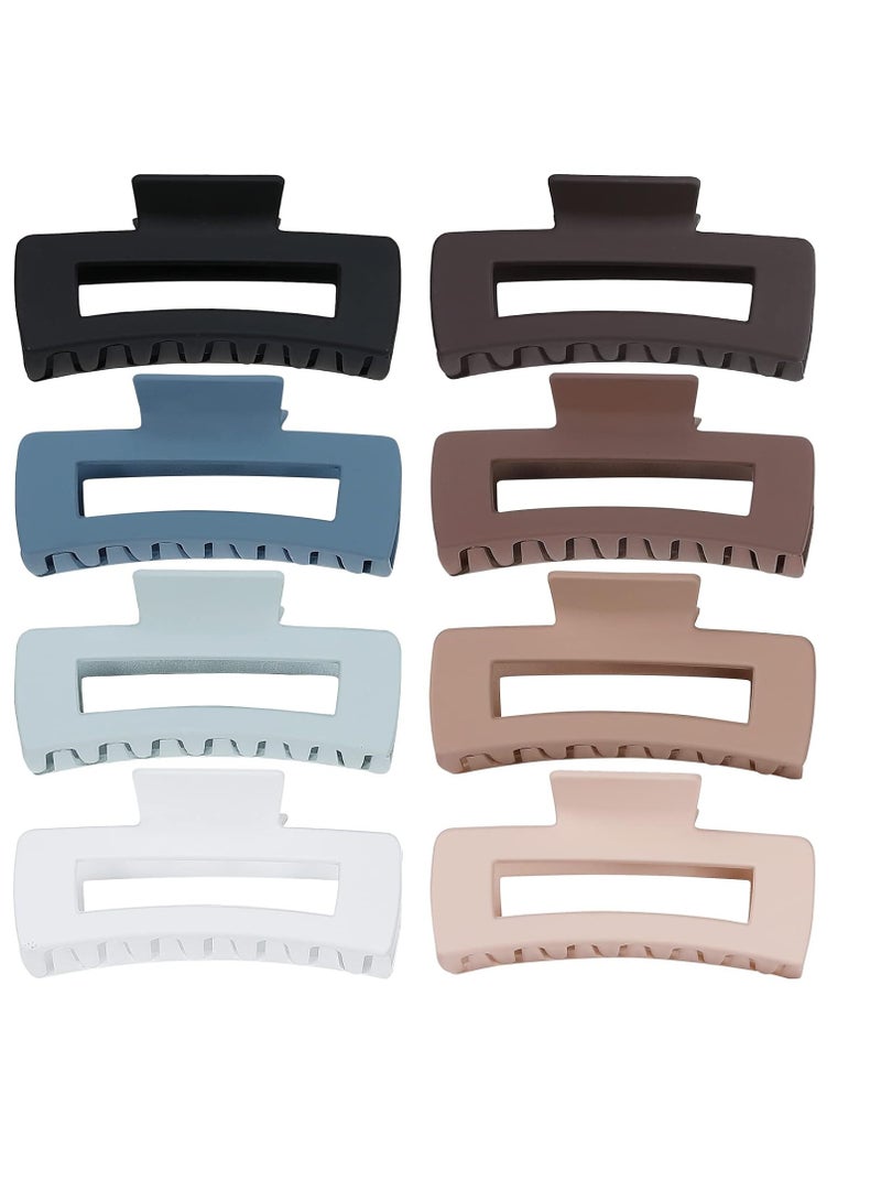 C 4.1 Inch Large Hair Claw Clips 8 Pcs Rectangle Big Hair Clips for Thick Hair Nonslip Acrylic Banana Jaw Clips Hair Accessories for Women and Girls (Blue Brown) - Image 4