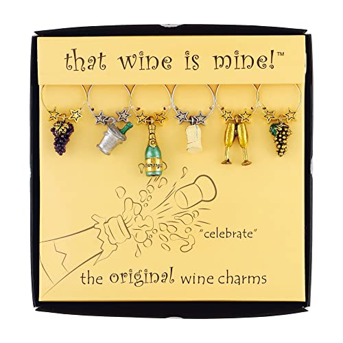 Wine Things Celebrate Wine Charms, Zinc Alloy Wine Glass Tags for Stem Glasses, Drink Markers Identifiers for Parties, Tastings, and Entertaining, Multicolor, Set of 6 - Image 5