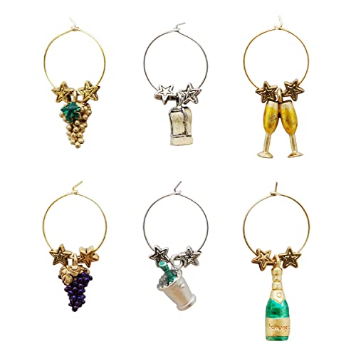 Wine Things Celebrate Wine Charms, Zinc Alloy Wine Glass Tags for Stem Glasses, Drink Markers Identifiers for Parties, Tastings, and Entertaining, Multicolor, Set of 6 - Image 3