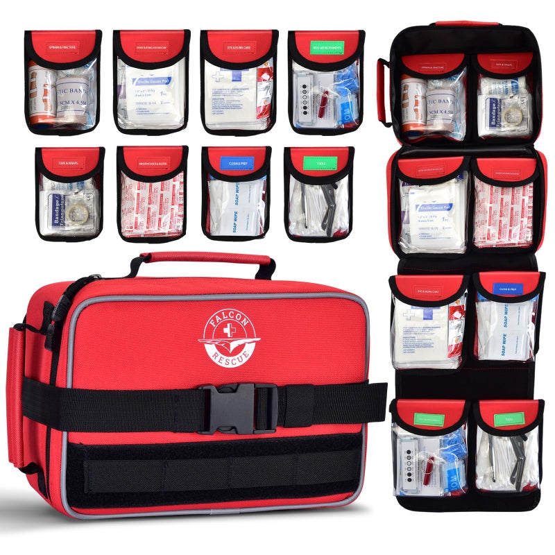 FALCON RESCUE Premium 418Piece First Aid Kit for Home Travel Camping Hiking Outdoor Emergencies TearResistant Survival Kits for Business Vehicle School MultiUse Emergency Medical Supplies - Image 3