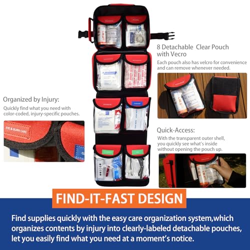 FALCON RESCUE Premium 418Piece First Aid Kit for Home Travel Camping Hiking Outdoor Emergencies TearResistant Survival Kits for Business Vehicle School MultiUse Emergency Medical Supplies - Image 5