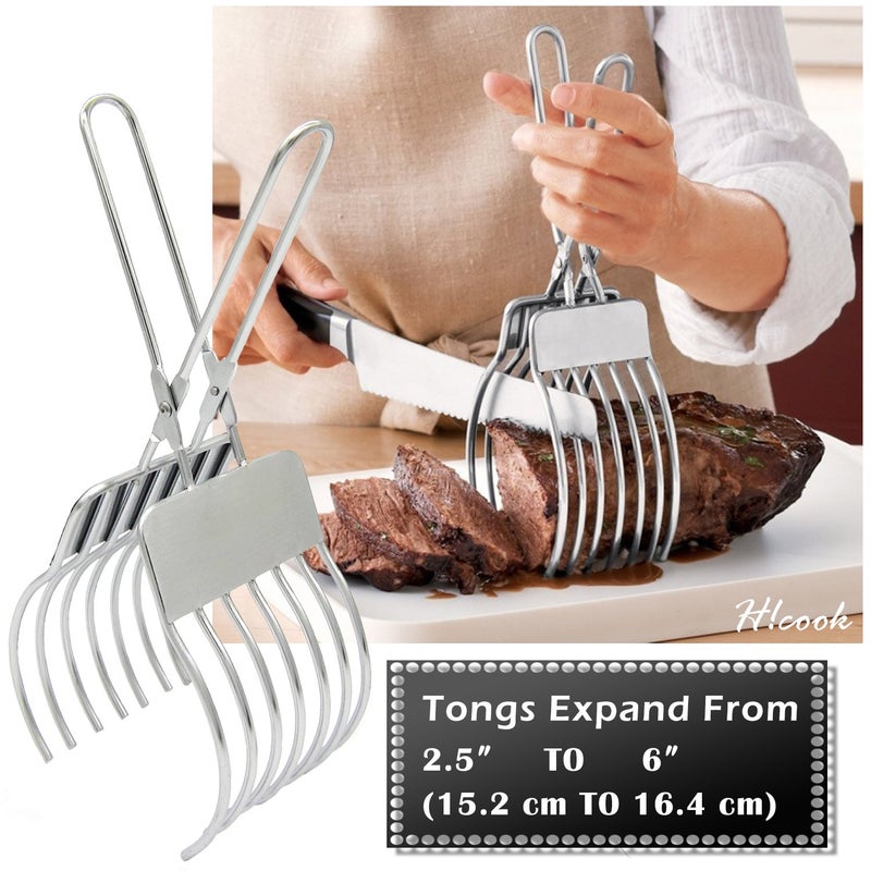 KEISSCO Stainless Steel Roast Beef Cutting Tongs Meat Bread Slicing Tong Onion Tomato Holder For Slicing Vegetable Fruits Cutting Kitchen Aid - Image 4