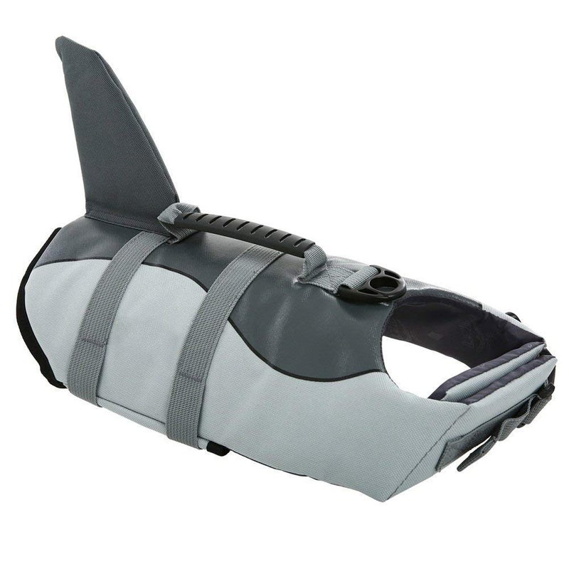 Queenmore Dog Life Jacket Ripstop Dog Safety Vest Adjustable Preserver with High Buoyancy and Durable Rescue Handle for Small,Medium,Large Dogs, Grey Shark Medium - Image 1