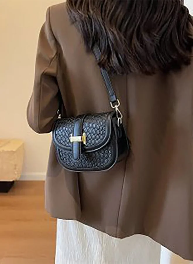 ستايلي حقيبة كتف بنقش مع حزام وتصميم قلاب