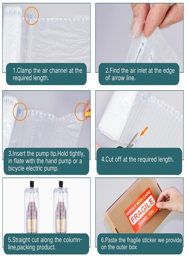 PerKoop Inflatable Air Pillow Column Wrap Large Bubble Cushioning Wrap for Packing Air Pillows for Shipping with Pump Bubble Cushioning Wrap Roll with Stickers for Fragile Items Moving (12"x175') - Image 3