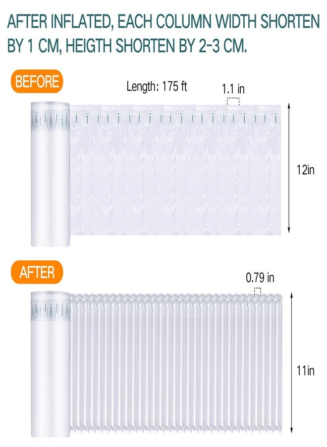 PerKoop Inflatable Air Pillow Column Wrap Large Bubble Cushioning Wrap for Packing Air Pillows for Shipping with Pump Bubble Cushioning Wrap Roll with Stickers for Fragile Items Moving (12"x175') - Image 2