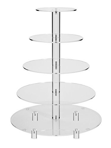 Jusalpha 5 Tier Round Acrylic Cupcake Stand-cake stand-dessert stand, cupcake Tower 5RFs (5 Tier With Base) - Image 1