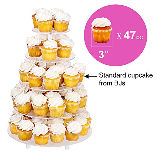 Jusalpha 5 Tier Round Acrylic Cupcake Stand-cake stand-dessert stand, cupcake Tower 5RFs (5 Tier With Base) - Image 3