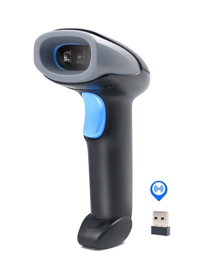 ماسح باركود سلكي ولاسلكي بتصميم 1D محمول باليد مزود بمنفذ USB ومتوافق مع أنظمة التشغيل ويندوز وأندرويد وماك ولينكس الأسود / الأزرق - Image 2