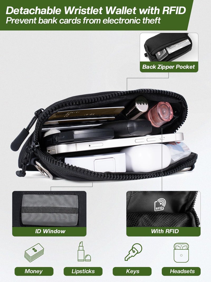 Tiostep Clip and Go Strap for Phone with Wallet Crossbody Phone Lanyard Adjustable and Detachable RFID Wristlet Wallet with ID Window and Zipper, Black(L) - Image 4