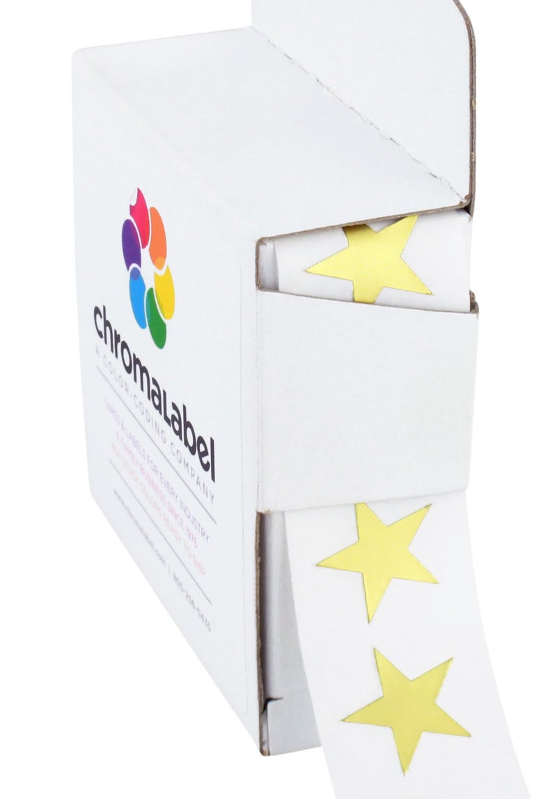 ChromaLabel 0.75 Inch Color Code Star Labels, 1000 Dispenser Box, Metallic Gold - Image 1