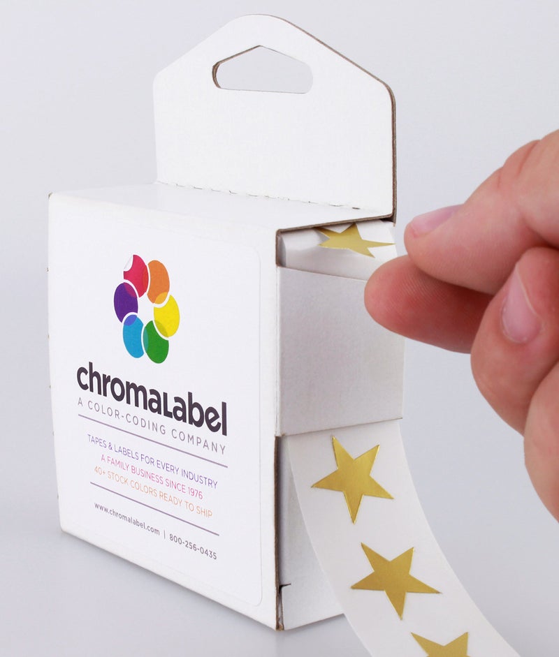 ChromaLabel 0.75 Inch Color Code Star Labels, 1000 Dispenser Box, Metallic Gold - Image 2