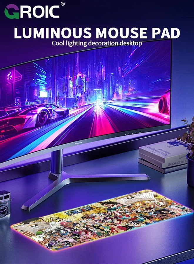 GROIC RGB Gaming Mouse Pad Extended, Large Led Mousepads Non-Slip Rubber Base, Computer Keyboard Mat Soft Desk pad Waterproof  - Image 2