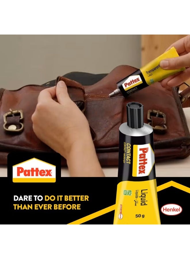 Pattex Transparent Contact Adhesive (50g) | Toluene-Free Clear Glue | Universal Strong Bond for Plastic, PVC, Metal & Leather | Heat-Resistant & Flexible Adhesive - Image 4