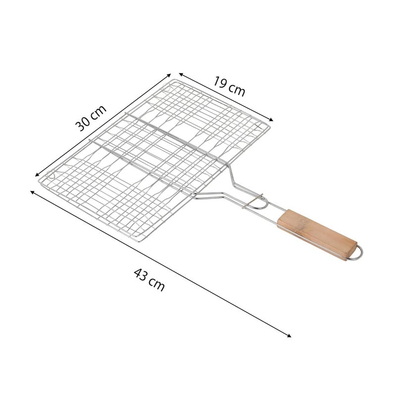 Grill Net Small| Barbecue Accessories Grillset for BBQ| Long Stainless Steel Handle Keeps Hands Away from The Hot, (Set of 1)