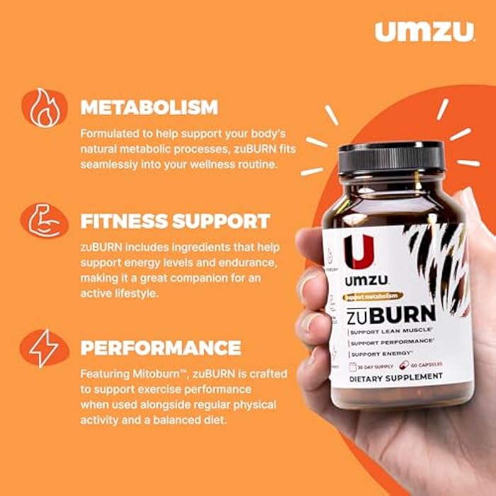UMZU مكمل دعم الطاقة UMZU ZuBurn - إمداد لمدة 30 يومًا - كافيين، ميتوبورن، كابسيمكس، حبوب الجنة، B6 و B12 - يدعم الطاقة اليومية والتركيز ونمط الحياة النشط - cGMP، تم تجميعه في الولايات المتحدة - Image 2