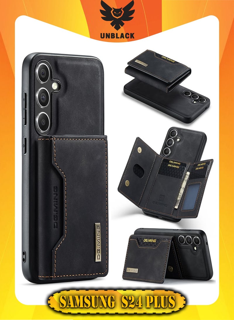 DGMING Wallet Case for Samsung Galaxy S24 Plus , DG.MING Premium Leather Phone Case Back Cover Magnetic Detachable with Trifold Wallet Card Holder Pocket for Samsung Galaxy S24 Plus (Black)  - Image 1