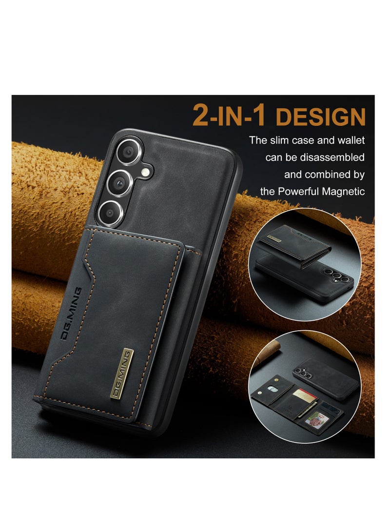 DGMING Wallet Case for Samsung Galaxy S24 Plus , DG.MING Premium Leather Phone Case Back Cover Magnetic Detachable with Trifold Wallet Card Holder Pocket for Samsung Galaxy S24 Plus (Black)  - Image 3