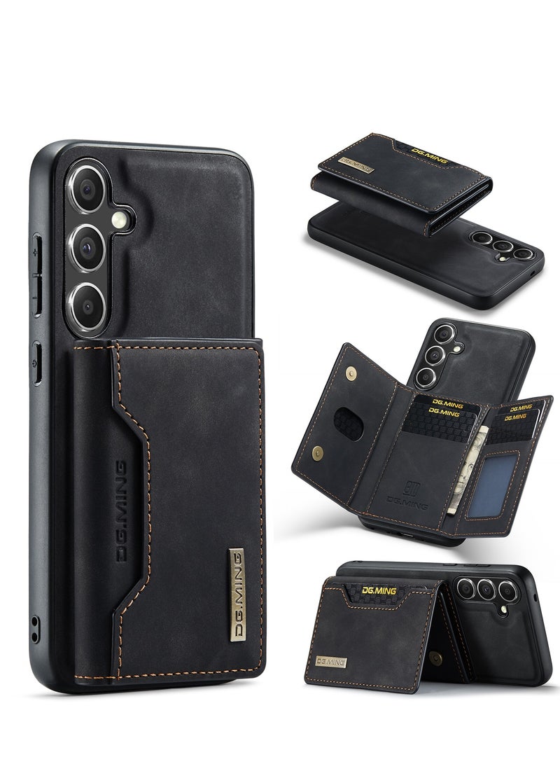 DGMING Wallet Case for Samsung Galaxy S24 Plus , DG.MING Premium Leather Phone Case Back Cover Magnetic Detachable with Trifold Wallet Card Holder Pocket for Samsung Galaxy S24 Plus (Black)  - Image 2