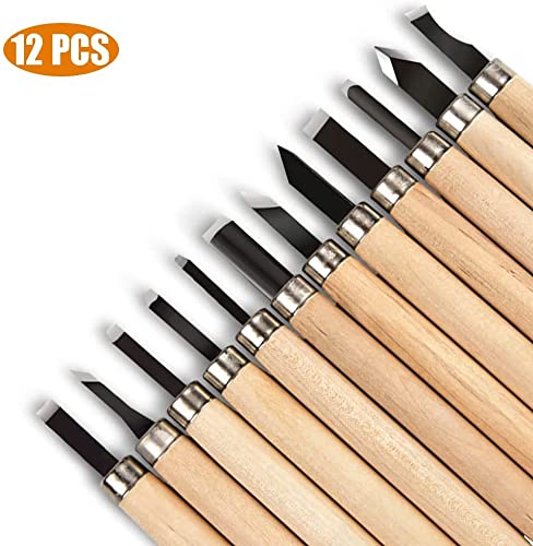 URBAN BOX 12pcs Professional Wood Carving Chisel Set, Carbon Steel Woodworking Chisels, Power Grip Carving Tools Great for Beginners & Kids - Image 3