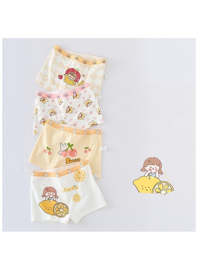 Fashionable Little Girl Cute Style Printed Four Boxer Briefs Suitable For Ages 3-10  - Image 1