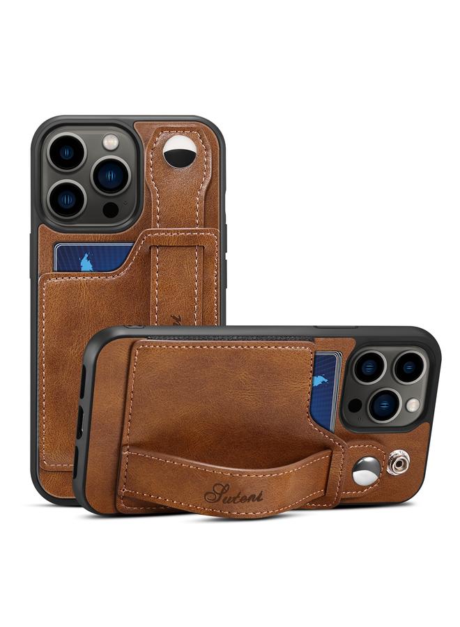 Suteni Case For iPhone 13 Pro 215 Wrist Strap PU Phone Case - Image 1