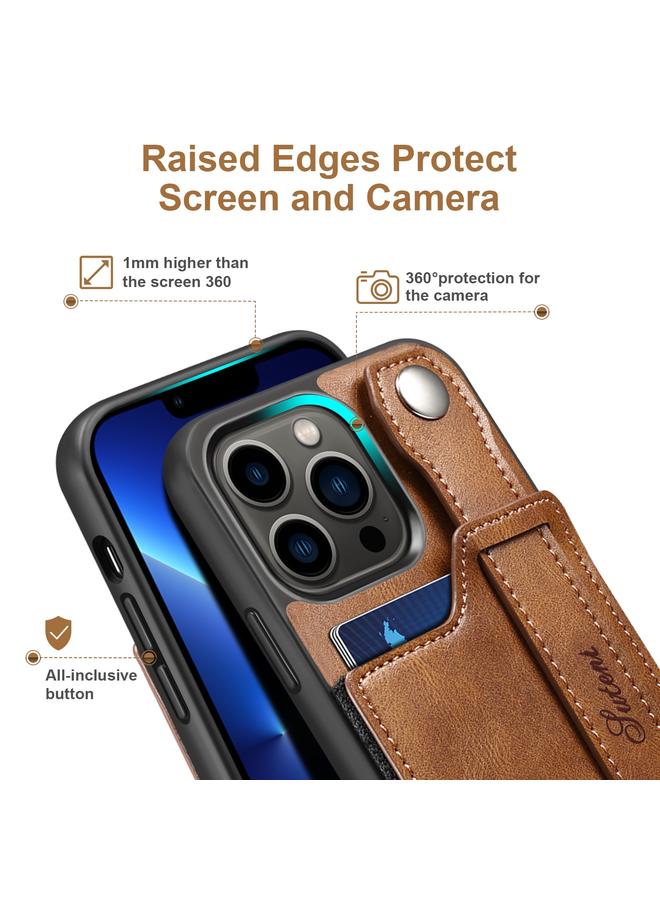 Suteni Case For iPhone 13 Pro 215 Wrist Strap PU Phone Case - Image 3
