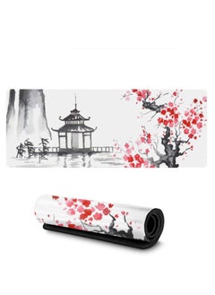 Art Gaming Mouse Pad, Gaming Mouse Pad Cherry Blossom, Stitched Edges Mousepad, Extended Large Mouse Mat Desk Pad, Long Non-Slip Rubber Base Mice Pad (31.5 x 11.8 inches)