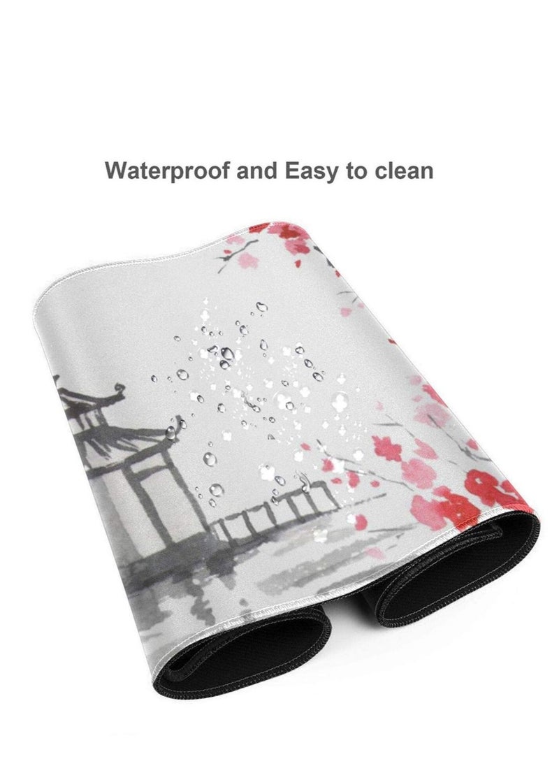 Excefore - Art Gaming Mouse Pad, Gaming Mouse Pad Cherry Blossom, Stitched Edges Mousepad, Extended Large Mouse Mat Desk Pad, Long Non-Slip Rubber Base Mice Pad (31.5 x 11.8 inches) - Image 1