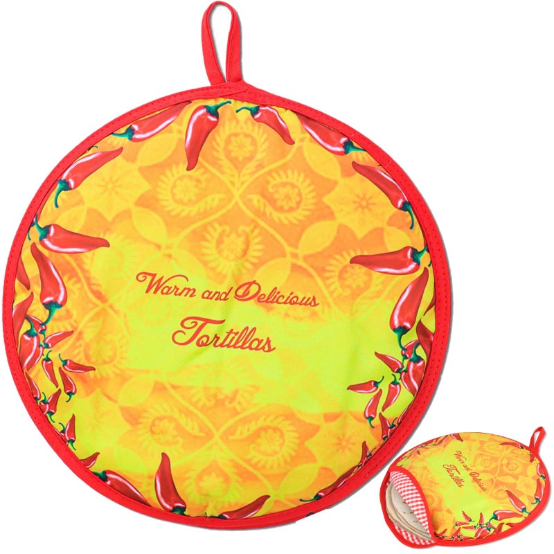 ZKOO ZKOO 12 Inch Tortilla Warmer Microwavable Tortilla Warmer Pouch for Tortillas Tacos Naan and Pizza Rolls Tortillas Fabric Pouch Keeps Food Warm for Over One Hour Yellow 