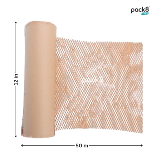 Pack8 Neo Eco Friendly Honeycomb Paper Bubble Warp Roll Brown Paper Wrap For Packing Shipping | Eco-Friendly Packaging For Small Business | 12 Inches 50M X 12" - Image 2