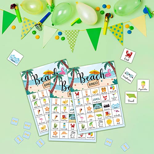 Levitatinyear Beach Bingo Game, Tropical Summer Themed Party Games with 24 Players, Hawaiian Supplies Activities, Luau Aloha Party Favors for Family Friends - Image 4
